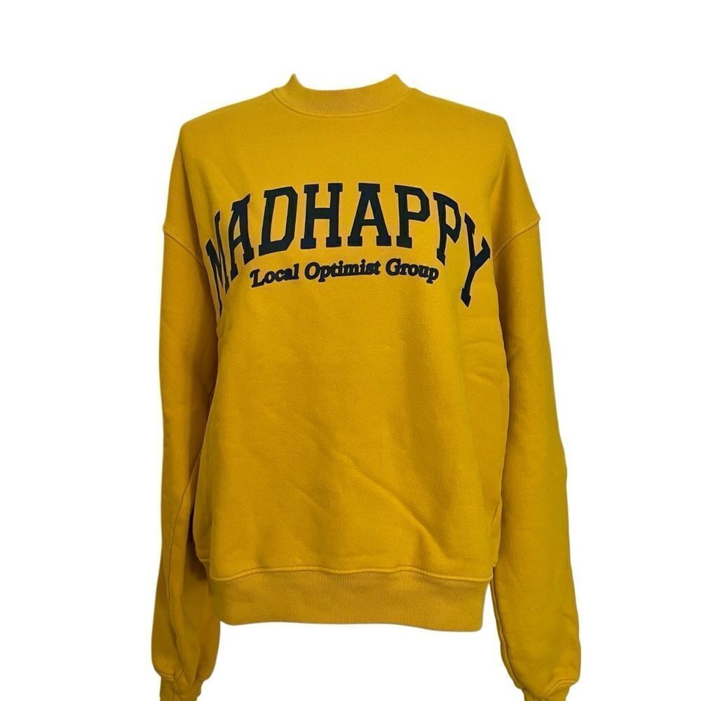 Madhappy Cotton Unisex Local Optimist Crewneck Sweatshirt Yellow XS NEW
